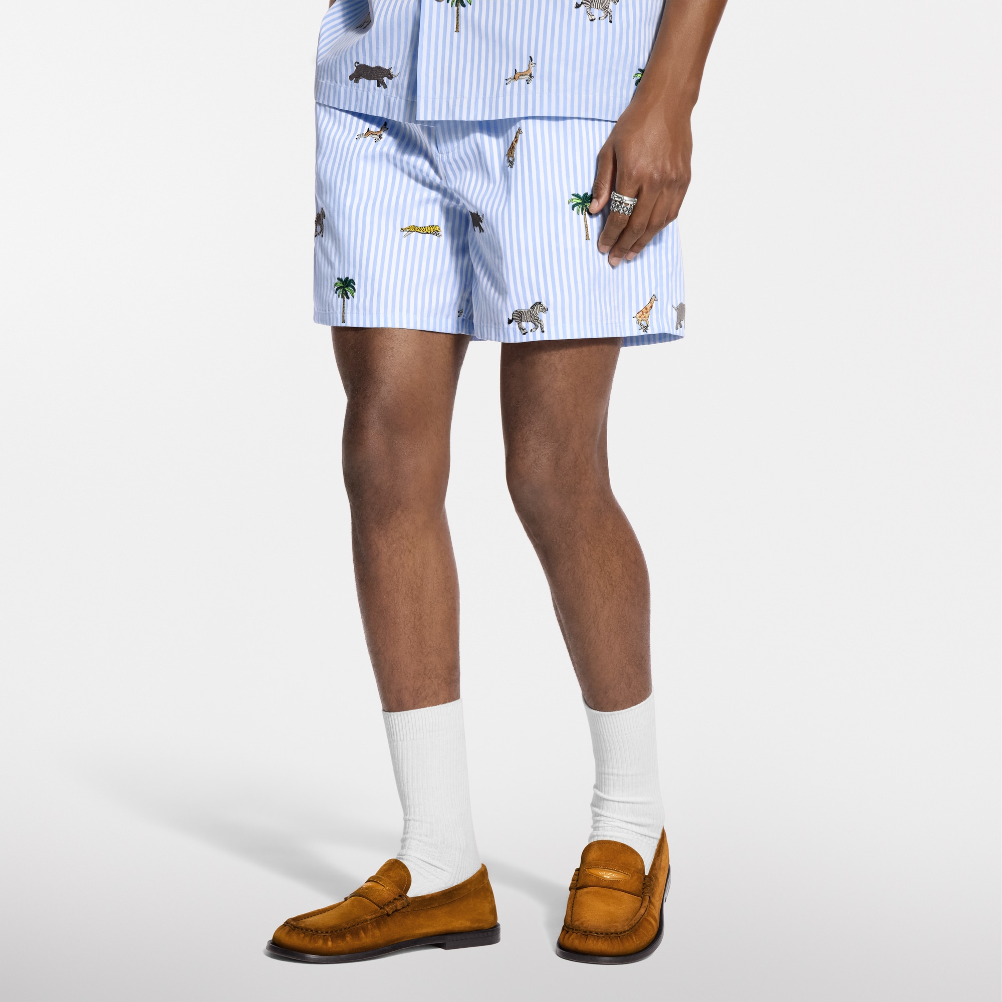 LOUIS VUITTON ストライプ ショートパンツ LV x The Darjeeling Limited Embroidered Striped Shorts - For Men
